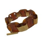 フェラガモ Ferragamo ブレスレット ロゴ ヴァラモチーフ ゴールド ブラウン レディース 中古