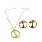 【10%OFFクーポン】ダンヒル カフス タイチェーン カフリンクス ネクタイチェーン メンズ dマーク スウィヴル式 2アイテムセット dunhill 中古