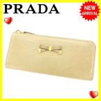 プラダ PRADA 長財布 L字ファスナー レディース 1M1183 リボンモチーフ 中古 セール Q189