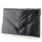  солнечный rolan SAINT LAURENT клатч V стежок Vintage черный женский б/у 