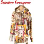 サルヴァトーレ フェラガモ Salvatore Ferragamo アウター ジャケット レディース メンズ ♯Sサイズ フード付き プリント 柄 中古