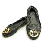 トリバーチ パンプス シューズ 靴 バレエ フラット ロゴプレート Tory Burch 中古