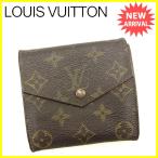  Louis Vuitton LOUIS VUITTON W крюк кошелек складывающийся пополам снят с производства редкость женский мужской возможно болт monebie( старый модель ) M61660 монограмма б/у T1104