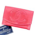 ラスト1点 シャネル 二つ折り 財布 キャビアスキン×ココマーク CHANEL 中古 T11244