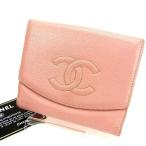 シャネル CHANEL Wホック財布 レディース キャビアスキン×ココマーク