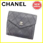 シャネル ＣＨＡＮＥＬ Wホック財布 二つ折り財布 メンズ可 マトラッセ