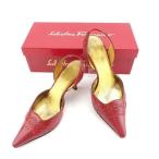 サルヴァトーレ フェラガモ Salvatore Ferragamo パンプス スリングバック レディース ♯7C スタッズ付き ポインテッドトゥ