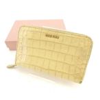 ミュウミュウ ラウンドファスナー財布 中長財布 クロコダイル調 miumiu 中古