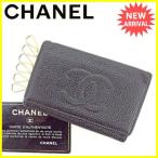 シャネル ＣＨＡＮＥＬ キーケース 6連キーケース レディース メンズ 可 Ａ１３５０２ キャビアスキン×ココマーク  中古 廃盤 レア 人気 T1556