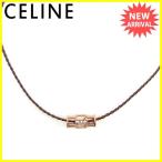 セリーヌ CELINE ネックレス チョーカー アクセサリー レディース ラインストーン付き 筒型モチーフ  中古 美品 セール T157