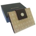 ブルガリ Wホック財布 二つ折り ロゴボタン付き ロゴマニア BVLGARI 中古