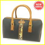 レオナール ボストンバッグ ハンドバッグ レディース ブラック ブラウン ゴールド系 中古 T1724
