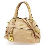 ミュウミュウ Miu Miu バッグ ショルダーバッグ カデナチャーム ベージュ ゴールド レディース 中古 Bag