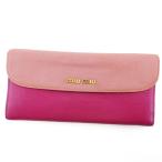 ショッピングMIUMIU 【新春セール★30%OFFクーポン】ミュウミュウ MIUMIU 長財布 バイカラー ピンク ゴールド レディース 中古
