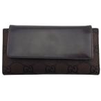 ショッピングＧＧキャンバス 【新春セール★30%OFFクーポン】グッチ GUCCI 長財布 GGキャンバス ＧＧナイロン GG柄 ブラウン ブラック レディース 中古