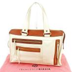 フランチェスコビアジア Francesco Biasia バッグ トートバッグ ZIPポケット オフホワイト ブラウン ゴールド レディース 中古 Bag