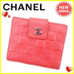 シャネル CHANEL Wホック財布 二つ折り財布 財布 レディース アイコンライン  中古 人気 セール T2718