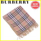 バーバリー BURBERRY マフラー フリンジ付き ホース刺繍 レディース メンズ 可 リバーシブル ノバチェック  中古 美品 セール T2806