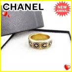 シャネル Chanel 指輪 リング COCO 12号 オールドシャネル ゴールド ブラック レディース 中古