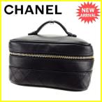  Chanel Chanel vanity сумка двойной стежок здесь Mark имеется черный Gold женский б/у 