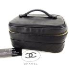  Chanel Chanel vanity сумка двойной стежок здесь Mark имеется Old Chanel черный Gold женский б/у 