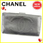 シャネル CHANEL 長財布 がま口 財布 レディース メンズ 可 オールドシャネル ココマーク 中古 ヴィンテージ 良品 T4888