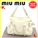 ミュウミュウ ２WAY ショルダーバッグ ハンドバッグ リボンモチーフ miumiu 中古