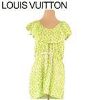 ルイヴィトン Louis Vuitton ワンピース プリント M イエロー グリーン ホワイト 白 レディース 中古