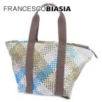 フランチェスコビアジア トートバッグ ボストンバッグ マザーズバッグ レディース   ブラウン　ブルー　ホワイト 白　グリーン 中古