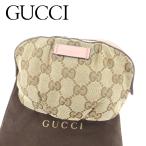 グッチ Gucci ポーチ GGキャンバス ベージュ ピンク レディース 中古 Pouch