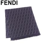 フェンディ マフラー レディース リバーシブル ズッカ ブラック グレー 灰色 中古