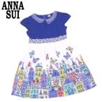 アナスイ ミニ ANNA SUI mini ワンピース バタフライ 蝶 ガールズ レディース ♯キッズ140サイズ ドッキングワンピ 中古 美品 セール T7899