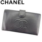 シャネル CHANEL 長財布 がま口 財布 レディース メンズ オールドシャネル A13498 ココマーク 中古 人気 良品 T7986