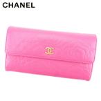 シャネル CHANEL 長財布 ファスナー付き 財布 レディース ココマーク カメリア 中古