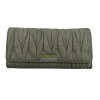 ショッピングMIUMIU 【新春セール★30%OFFクーポン】ミュウミュウ MIUMIU 長財布 ギャザー グレー レディース 中古