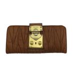 【初売りSALE★30%OFFクーポン】ミュウミュウ MIUMIU 長財布 マテラッセ ブラウン レディース 中古