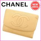 シャネル CHANEL 三つ折り財布 レディース キャビアスキン  中古 セール Y2301