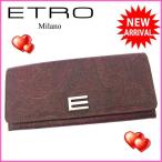 エトロ ETRO 長財布 ファスナー 二つ折り メンズ可 Eマーク付き ペイズリー  中古 人気 セール Y3033