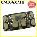 コーチ COACH 長財布 ラウンドファスナー レディース ダブルベルト シグネチャー  中古 人気 セール Y3513