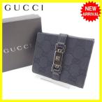 グッチ GUCCI Wホック財布 二つ折り財布 男女兼用 ジャッキー金具付き 05740 ＧＧキャンバス  中古 良品 セール Y4279