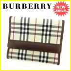 バーバリー BURBERRY Wホック財布 二つ折り財布 男女兼用 ノバチェック  中古 人気 セール Y4476