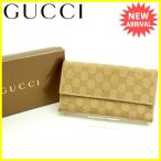 グッチ Ｇｕｃｃｉ 長財布 ３つ折り財布 レディース ＧＧキャンバス  中古 良品 セール Y5091