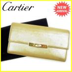 カルティエ 長財布 財布 メンズ可 ゴールド 中古 Y5836