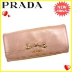 プラダ PRADA 長財布 ファスナー付き長財布 レディース リボンモチーフ  中古 人気 セール Y5969