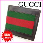 グッチ GUCCI 二つ折り財布 メンズ可 シェリー  中古 人気 良品 Y976