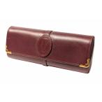 カルティエ メガネケース 眼鏡ケース マスト レザー ボルドー めがねケース 男女兼用 ワインレッド Cartier 【中古】