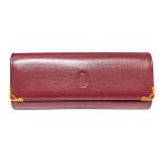  Cartier очки кейс очки кейс Must бордо Cartier кожа жесткий чехол wine red очки кейс [ б/у ]