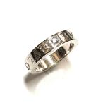 ブルガリ ダイヤリング 指輪 750 ホワイトゴールド 7.5号 ロゴ リング ダイヤモンド K18WG ＢＶＬＧＡＲＩ　【中古】