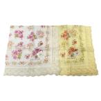  не использовался Laura Ashley носовой платок шарф 2 листов LAURA ASHLEY хлопок гонки цветочный принт белый желтый [ б/у ]