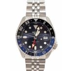 セイコー SEIKO 5 GMT ブルー 腕時計 青 黒 べセル 4R34-00A0 スポーツ 裏スケ 自動巻き AT 【中古】